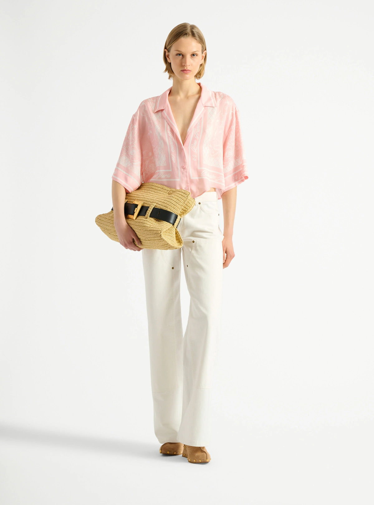 BALMAIN SS FOULARD PRINT TWILL TOP - BEYMEN