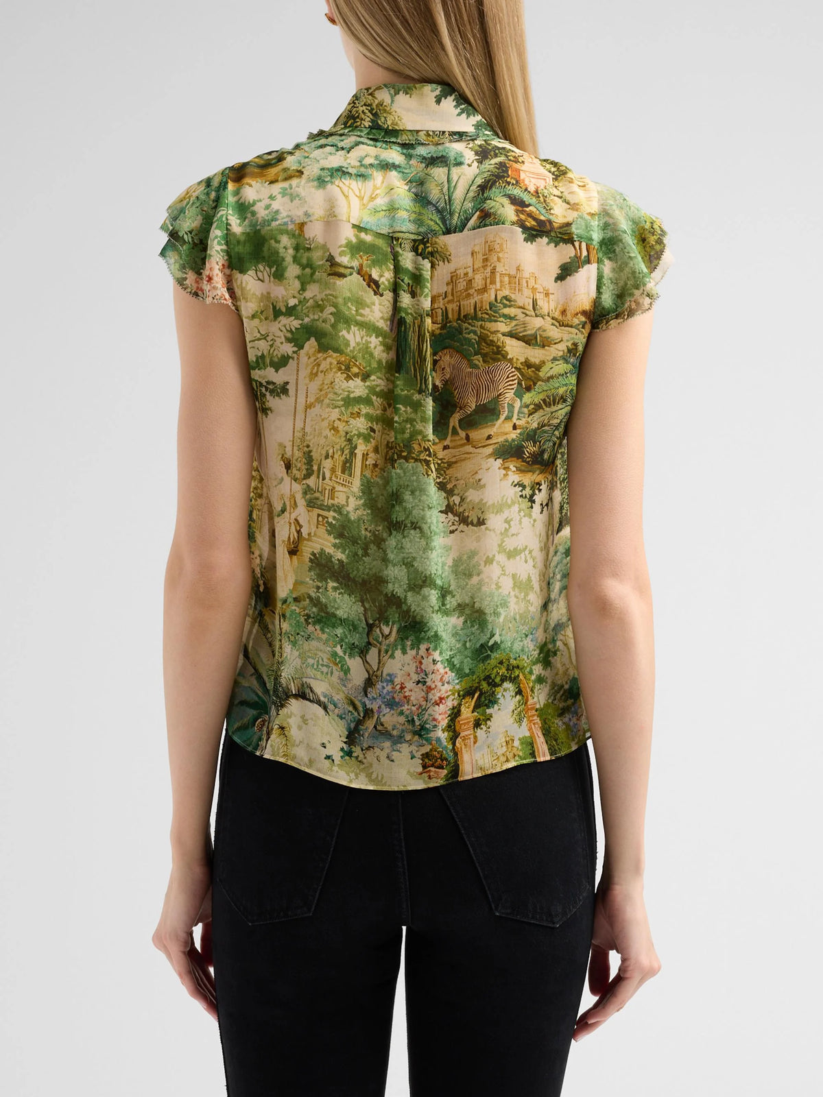 ALICE + OLIVIA MARTEL FLUTTER SLV BLOUSE - BEYMEN