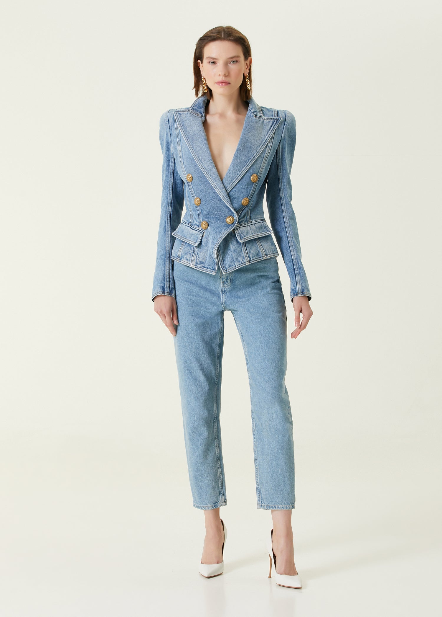 BALMAIN 6 BTN DENIM BLAZER - BEYMEN