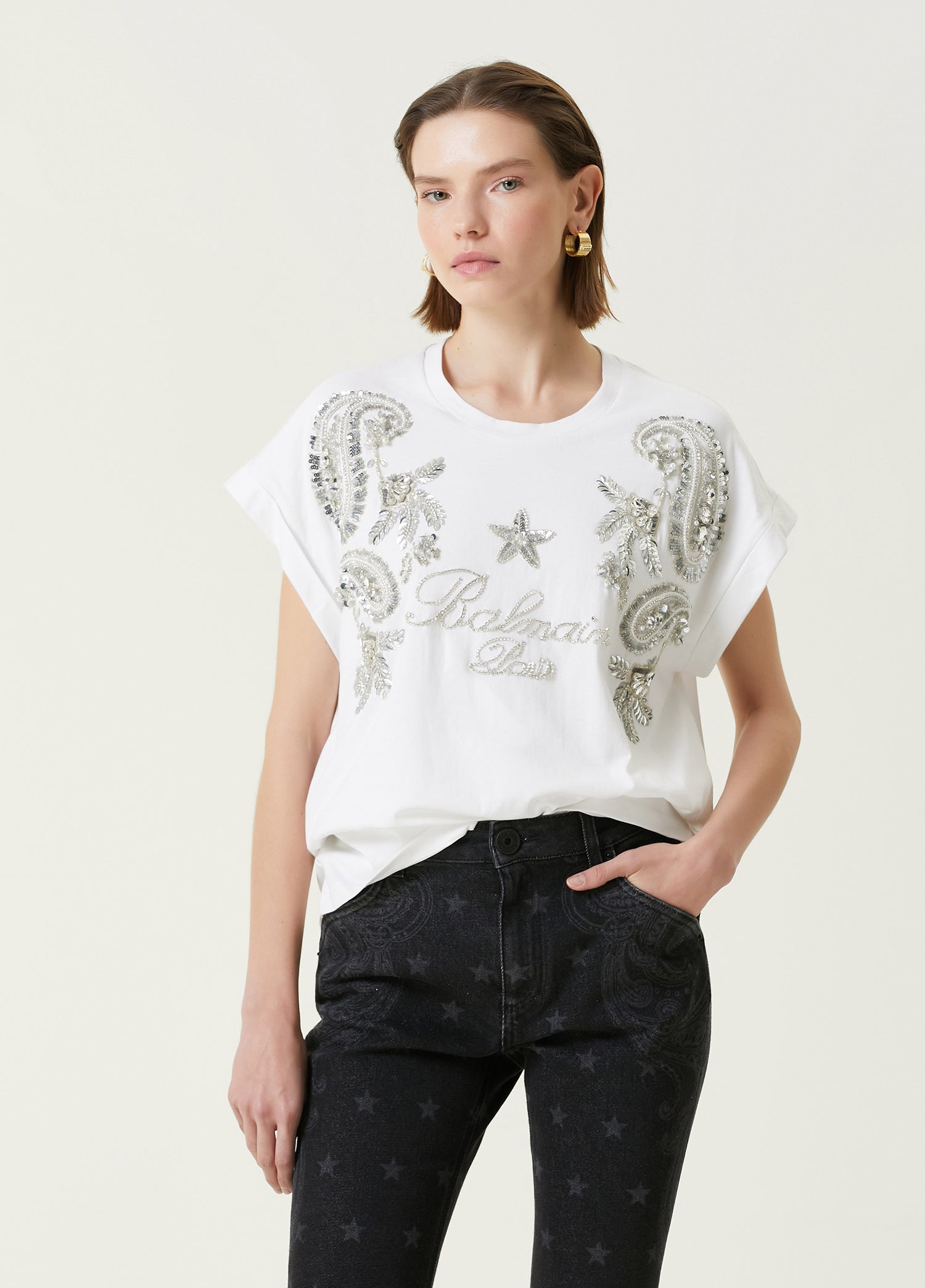 BALMAIN EMBRDR PAISLEY T-SHIRT - BEYMEN