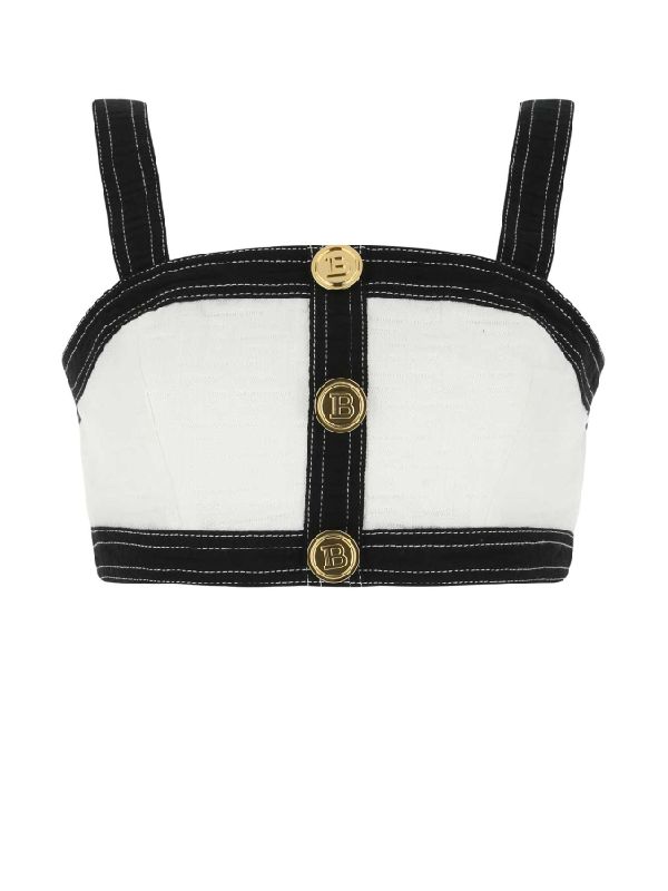BALMAIN PB DENIM STRAP TOP - BEYMEN