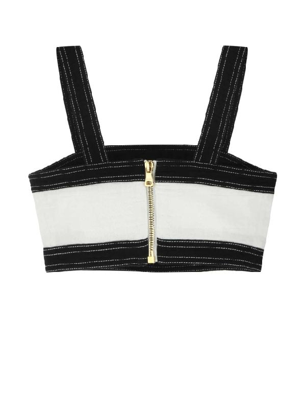 BALMAIN PB DENIM STRAP TOP - BEYMEN