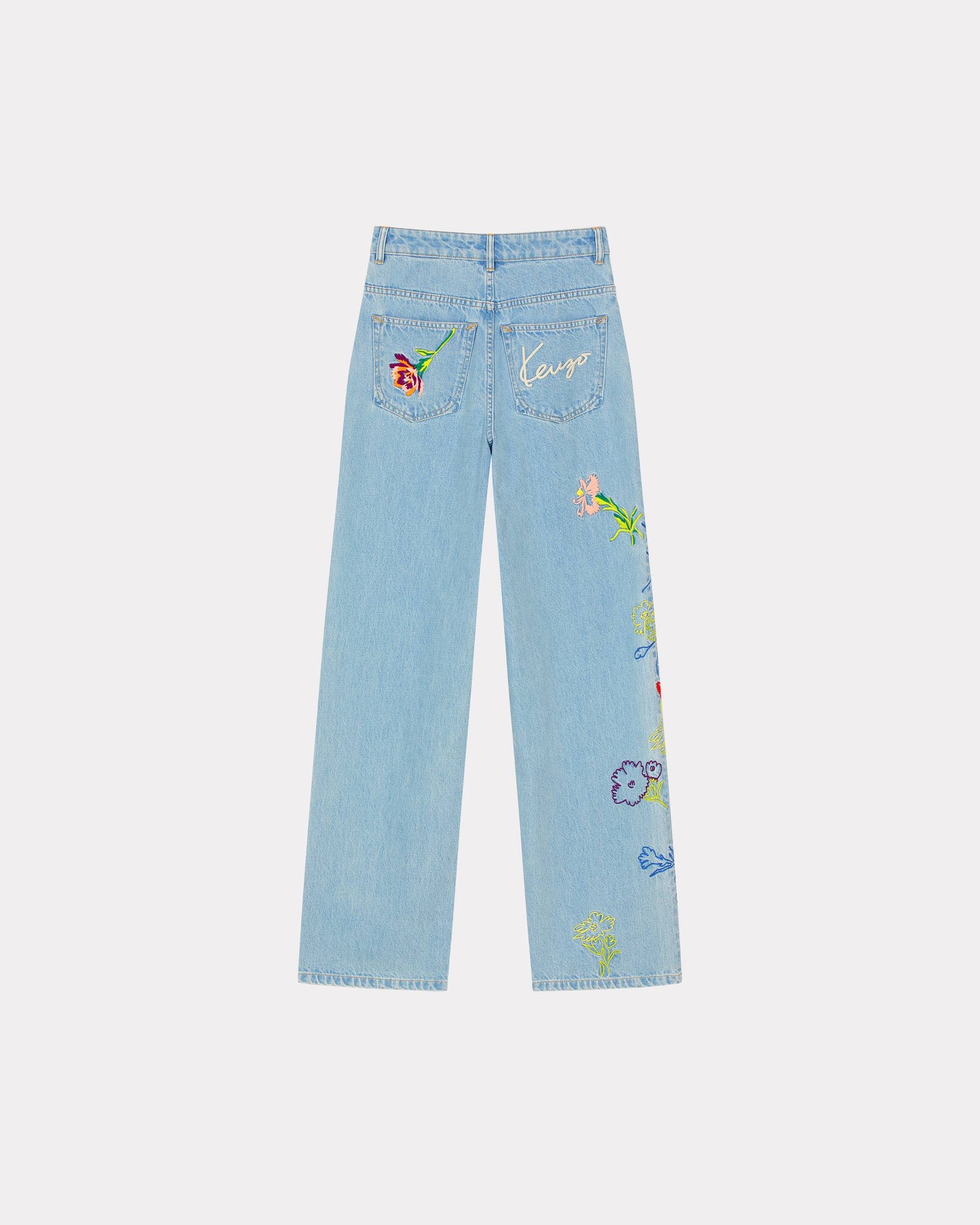 KENZO DRAWN FLOWERS AYAME WIDE JEANS - BEYMEN