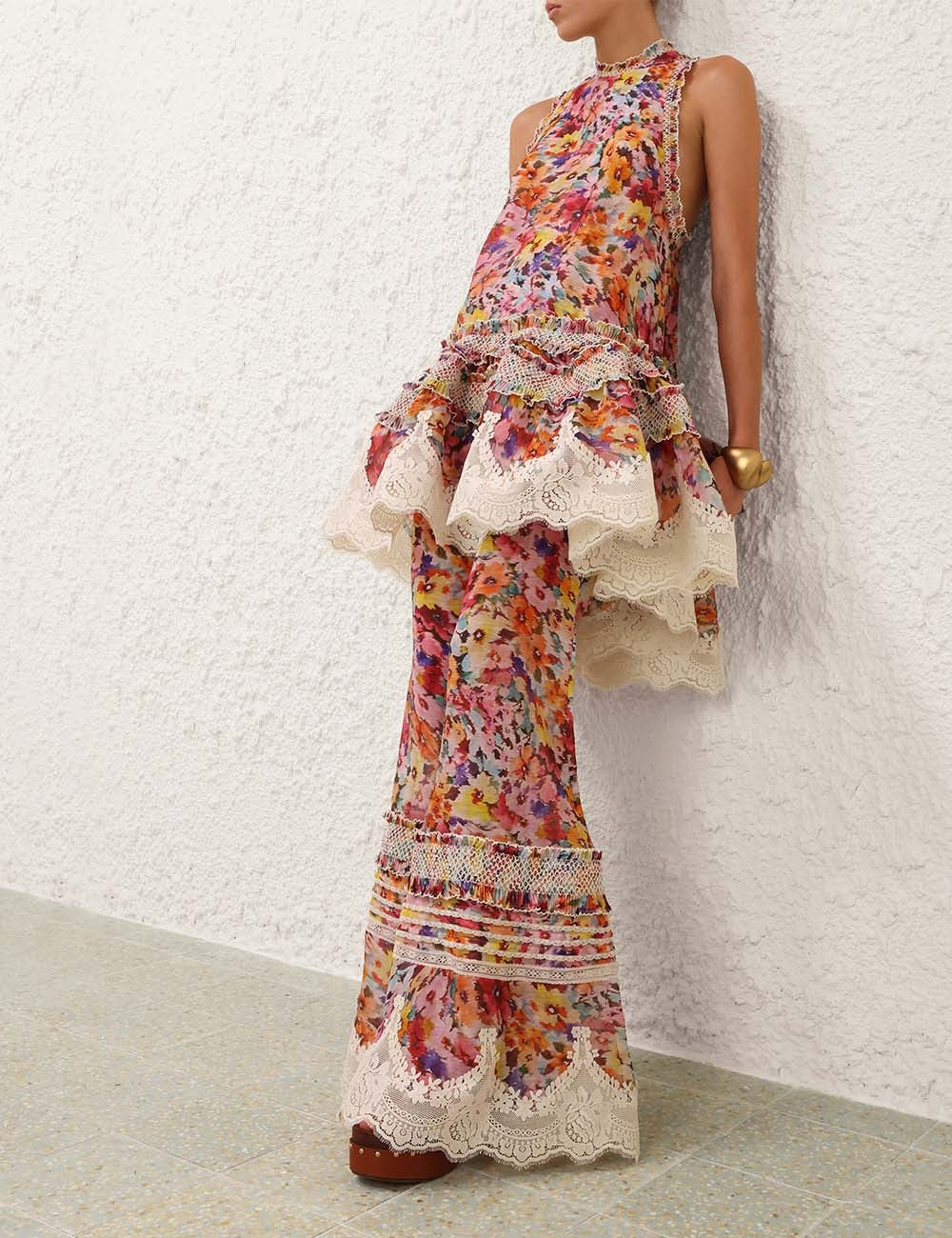 ZIMMERMAN LUNA SHIRRED FLARE PANT - BEYMEN