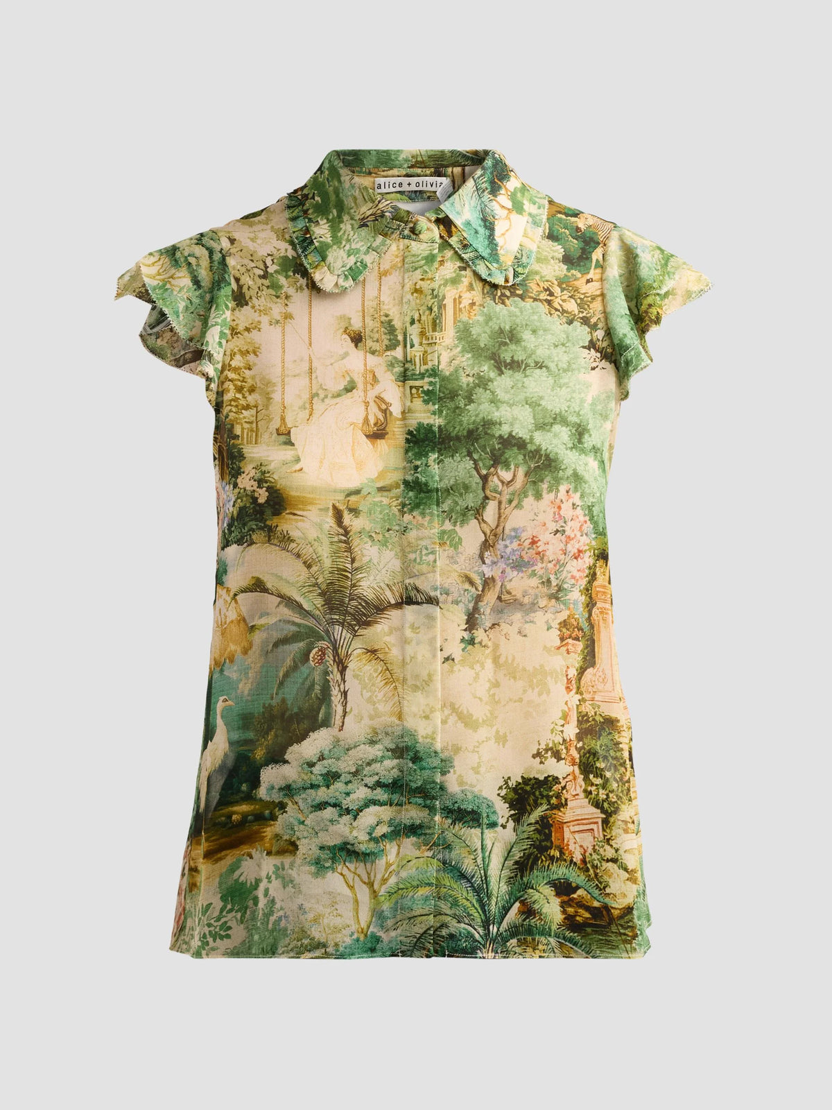 ALICE + OLIVIA MARTEL FLUTTER SLV BLOUSE - BEYMEN
