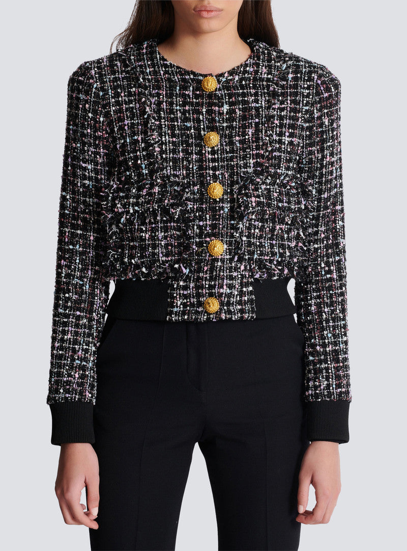 BALMAIN BUTTONED TWEED BLOUSON - BEYMEN