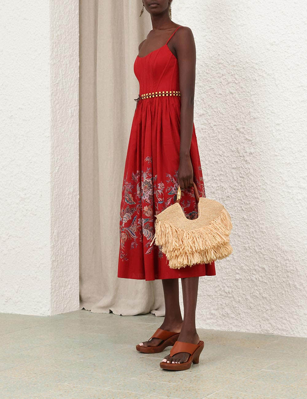 ZIMMERMAN RHIANNON CORSET MIDI DRESS - BEYMEN
