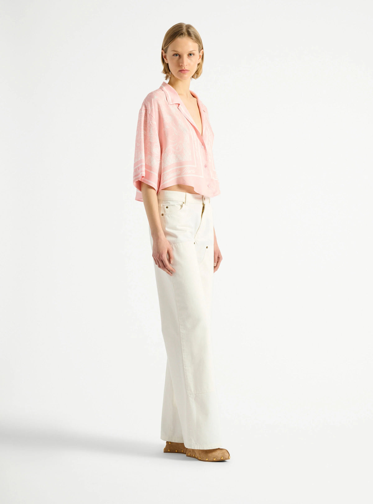 BALMAIN SS FOULARD PRINT TWILL TOP - BEYMEN