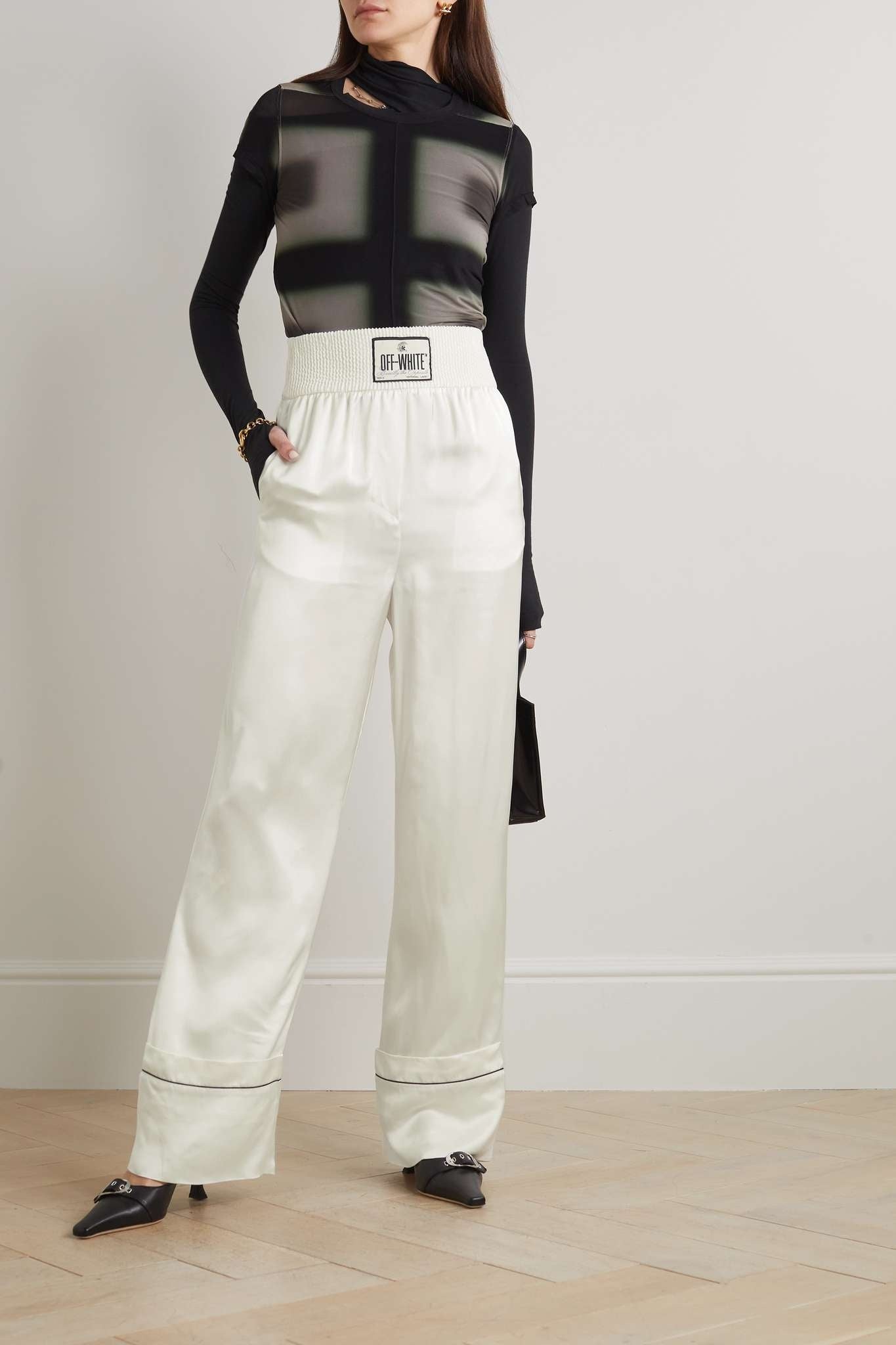 OFF-WHITE SATIN PAJAMA PANT - BEYMEN