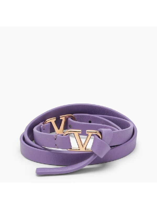 VALENTINO LEATHER BRACELET W/METAL LOGO - BEYMEN