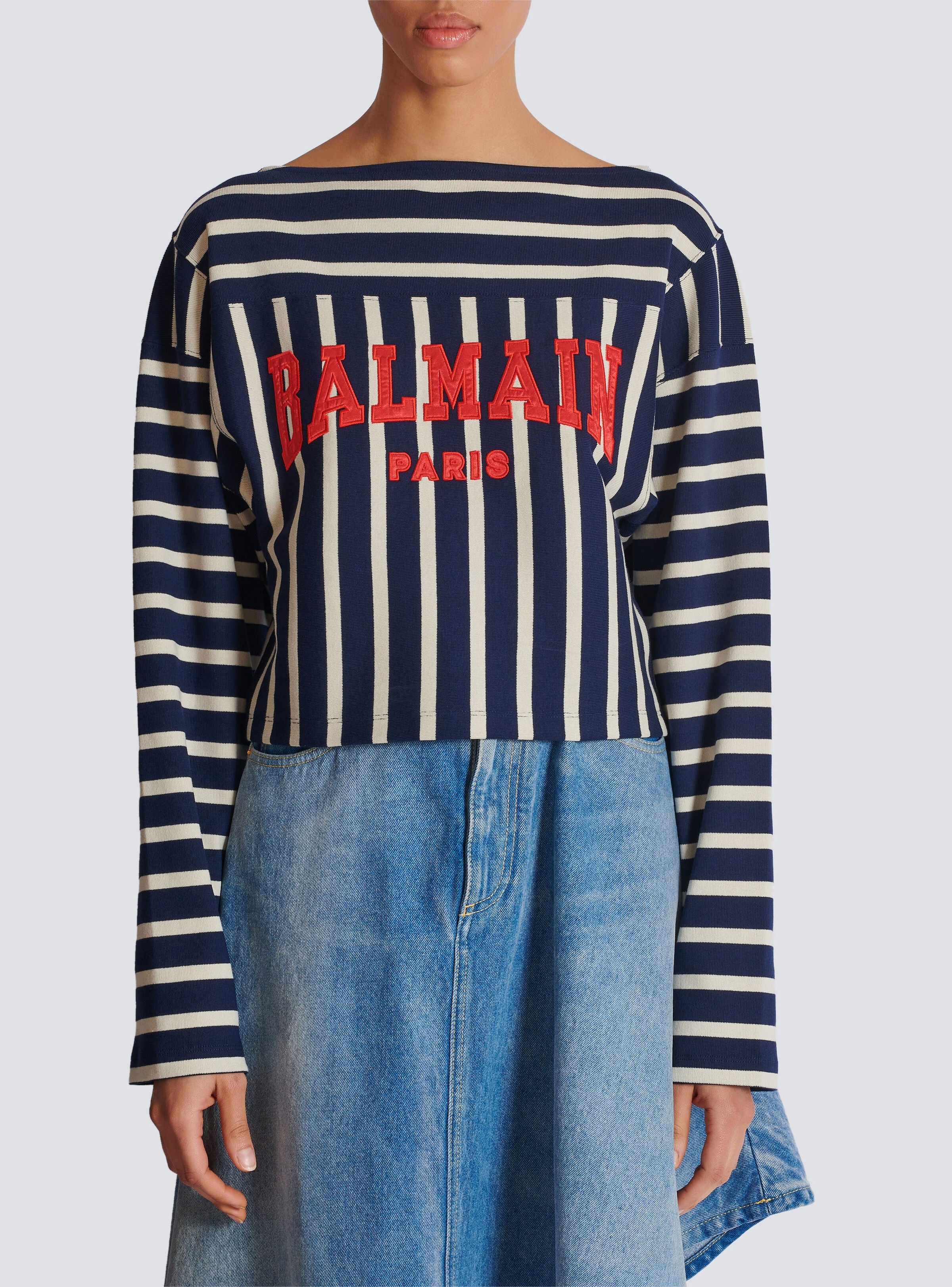 BALMAIN NECK CROP T-SHIRT - BEYMEN