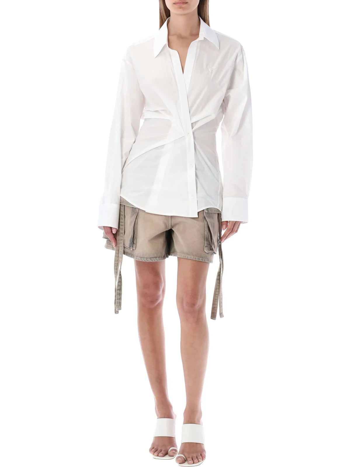 OFF-WHITE WRAPPED WAIST POPLIN SHIRT - BEYMEN
