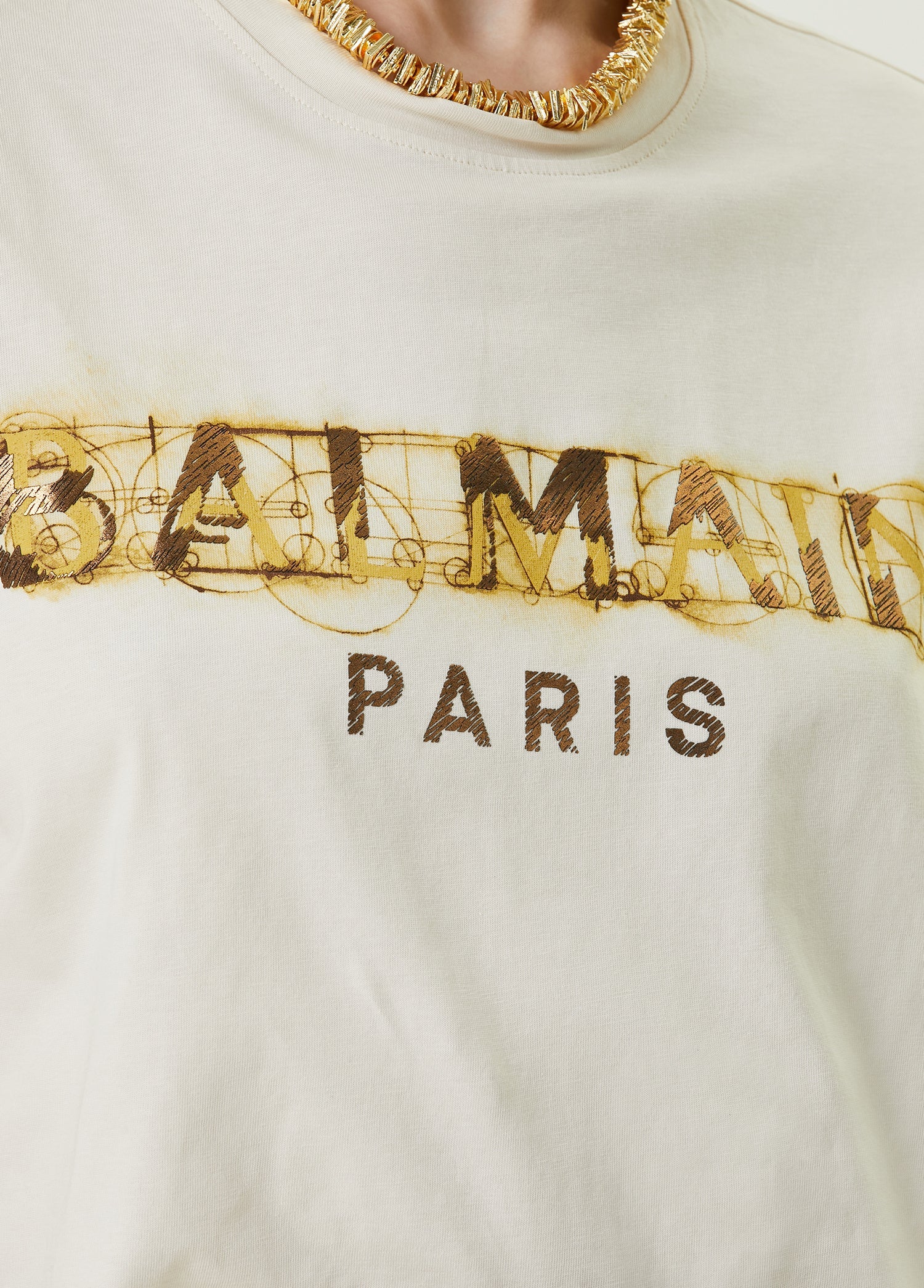 Balmain Cropped Print T-shirt