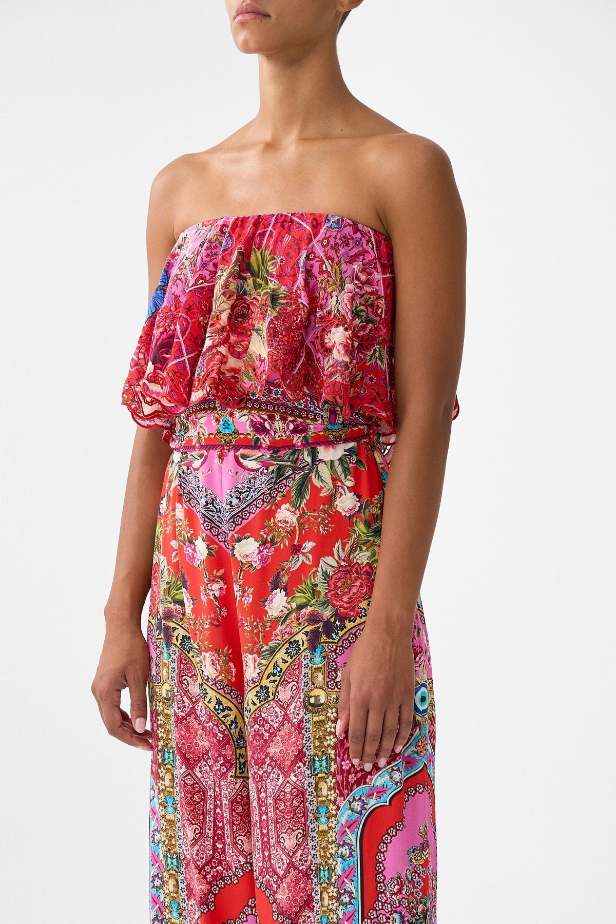 CAMILLA STRAPLESS JUMPSUIT WITH FRILL - BEYMEN