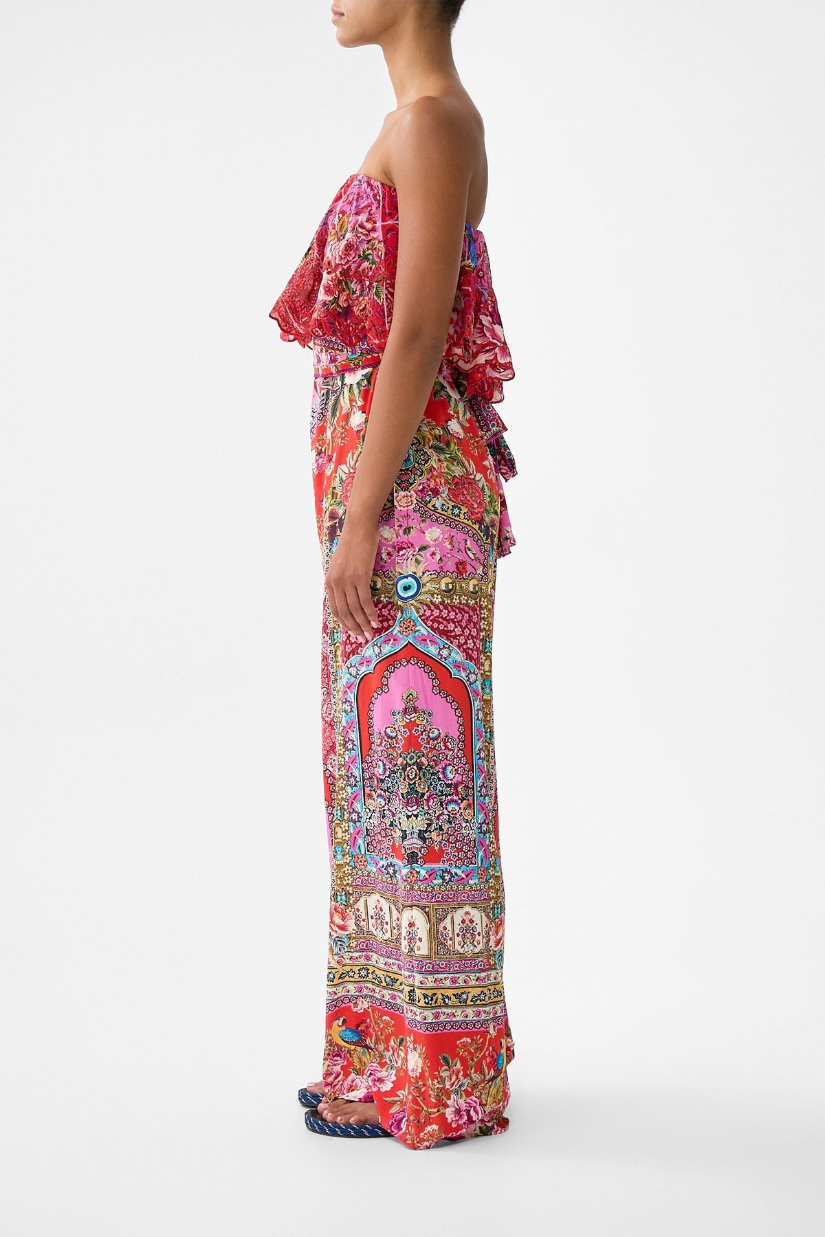 CAMILLA STRAPLESS JUMPSUIT WITH FRILL - BEYMEN