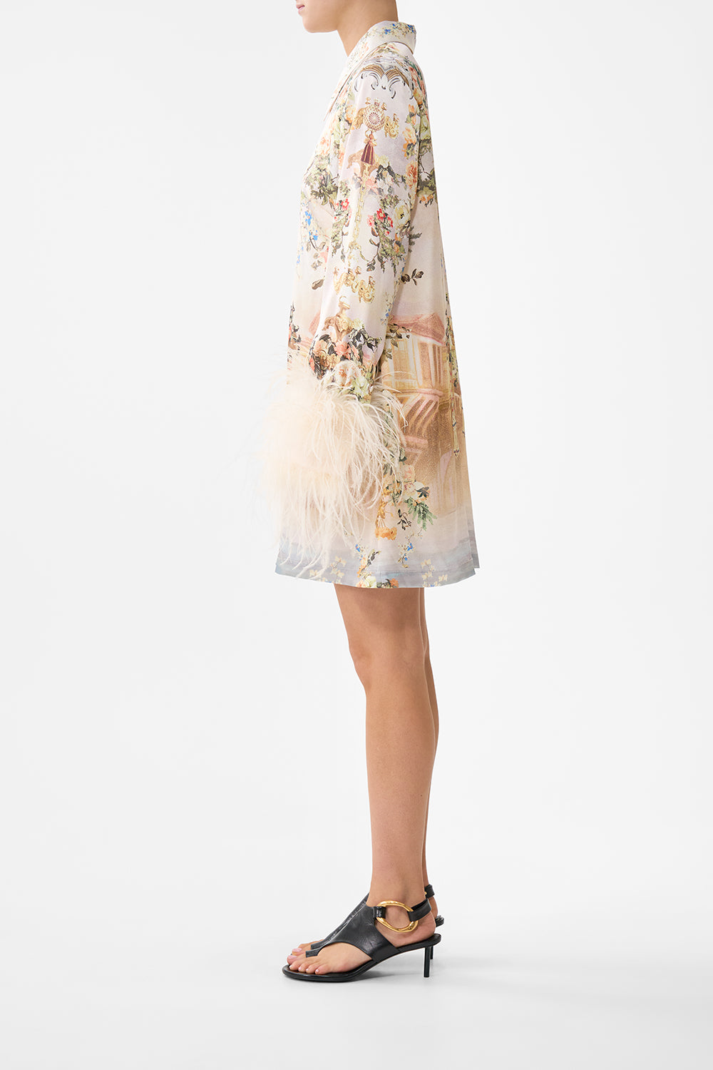 CAMILLA MINI SHIRT DRESS WITH FEATHERS - BEYMEN