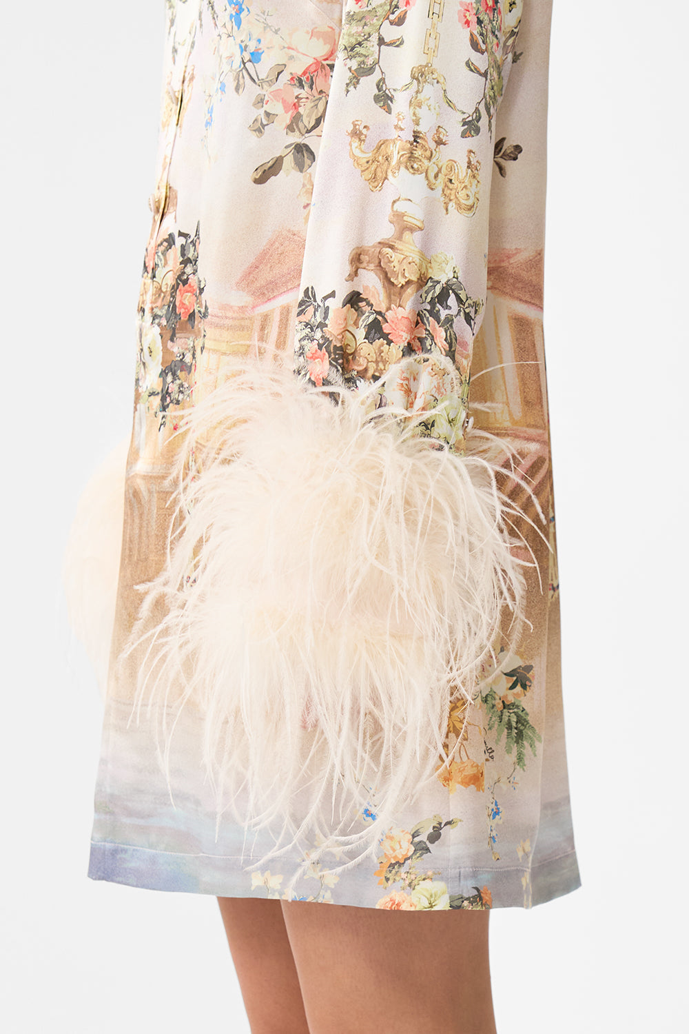 CAMILLA MINI SHIRT DRESS WITH FEATHERS - BEYMEN