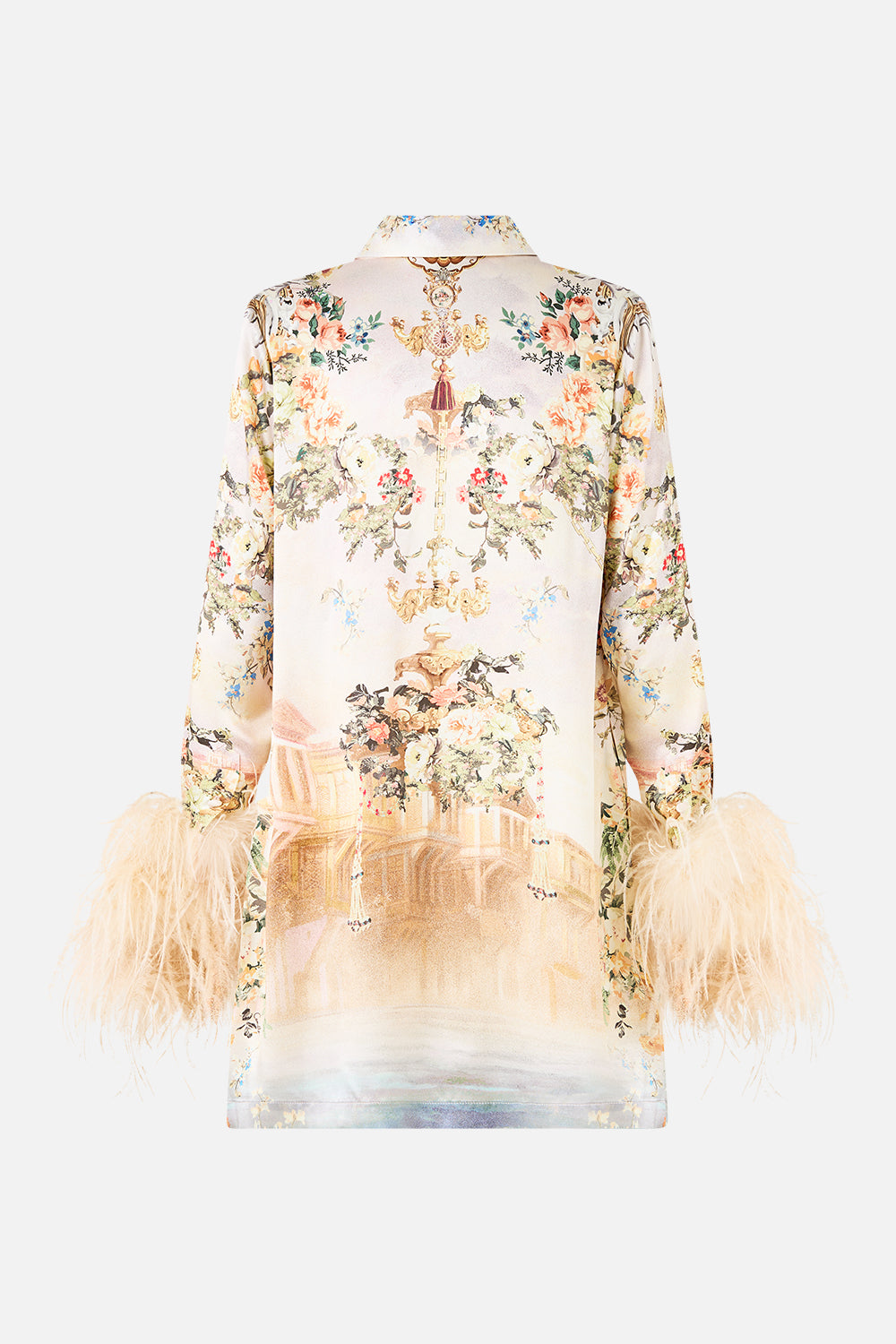 CAMILLA MINI SHIRT DRESS WITH FEATHERS - BEYMEN