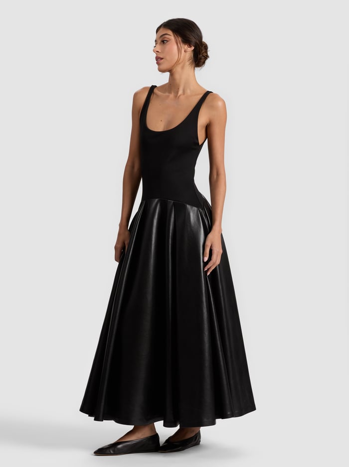 ALICE+OLIVIA WAIST FLARE MIDI DRESS - BEYMEN