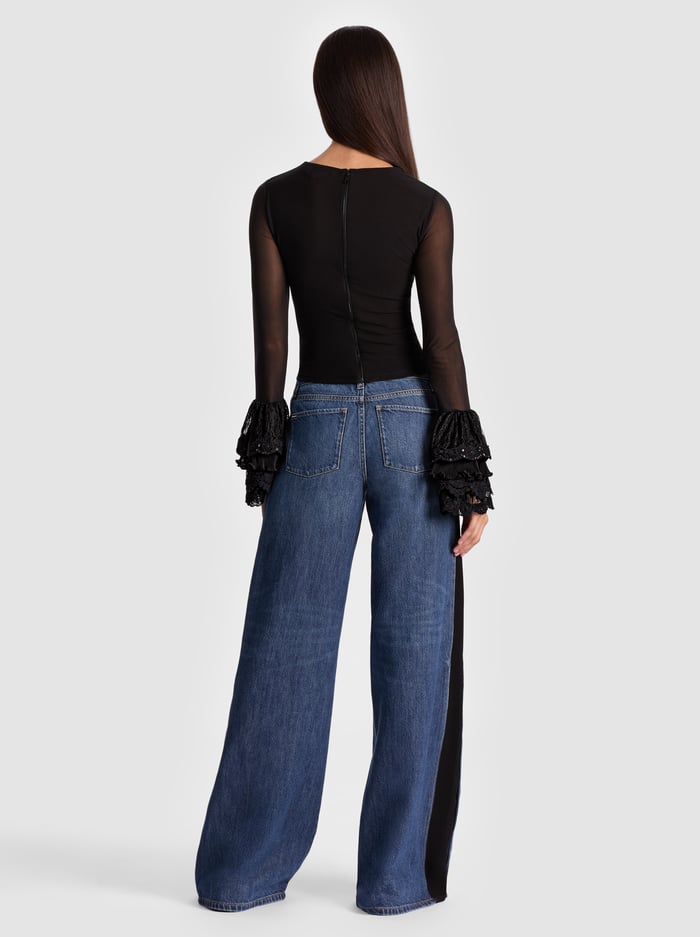 ALICE + OLIVIA TOP W RUFFLE CUFF - BEYMEN