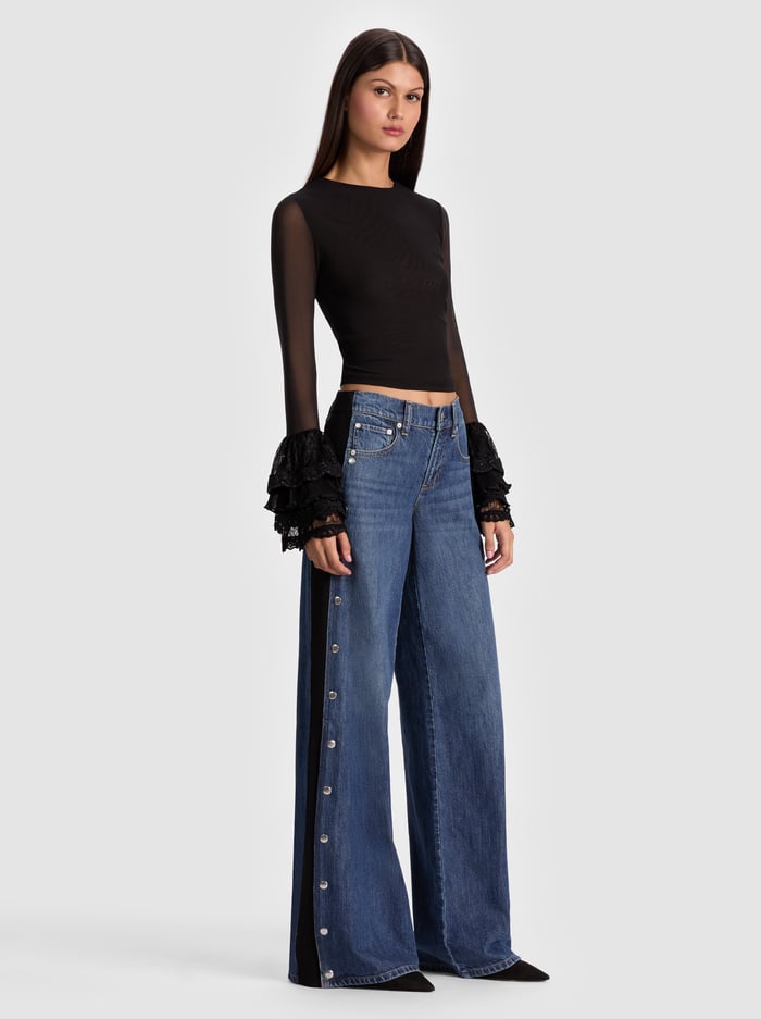 ALICE + OLIVIA TOP W RUFFLE CUFF - BEYMEN