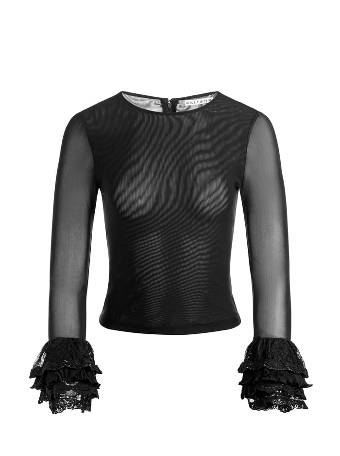 ALICE + OLIVIA TOP W RUFFLE CUFF - BEYMEN