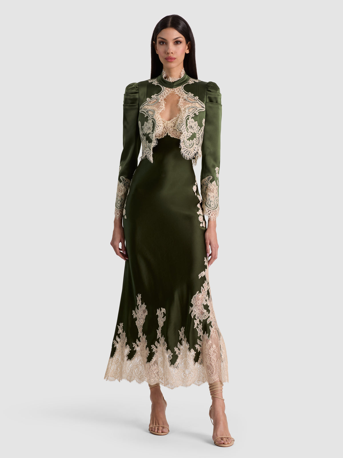 ALICE + OLIVIA LACE TRIM CROPPED JCKT - BEYMEN