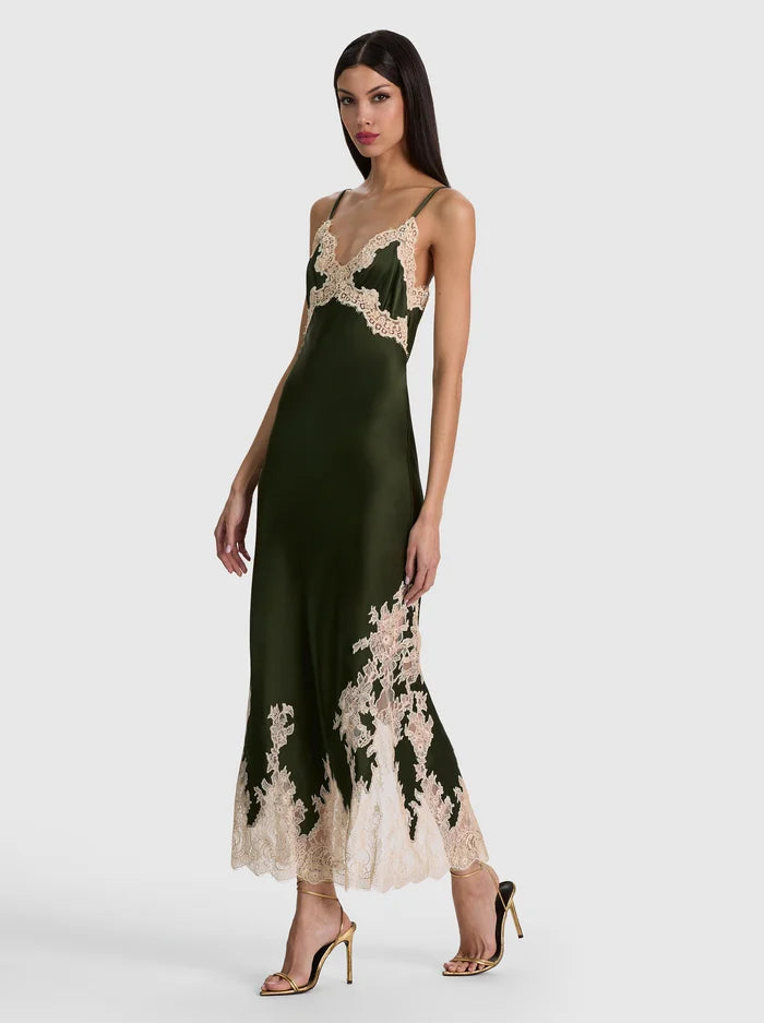 ALICE + OLIVIA LACE TRIM SLIP DRESS - BEYMEN