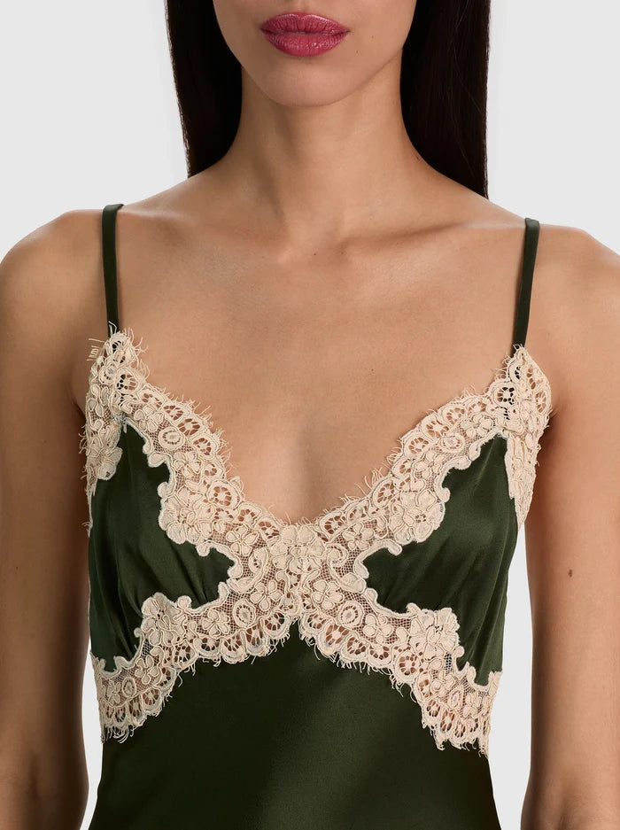 ALICE + OLIVIA LACE TRIM SLIP DRESS - BEYMEN