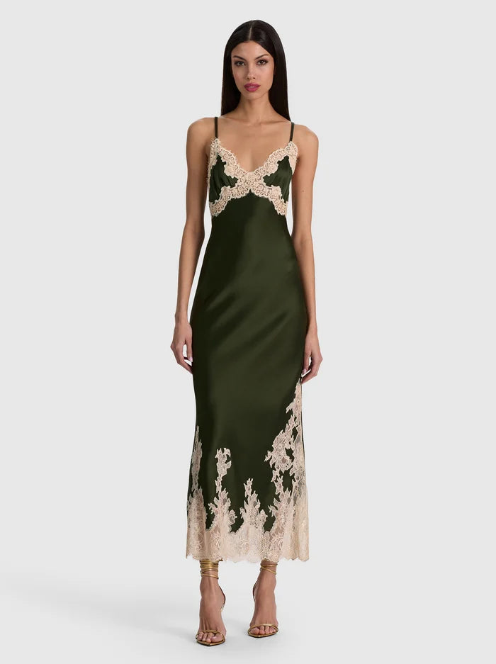 ALICE + OLIVIA LACE TRIM SLIP DRESS - BEYMEN
