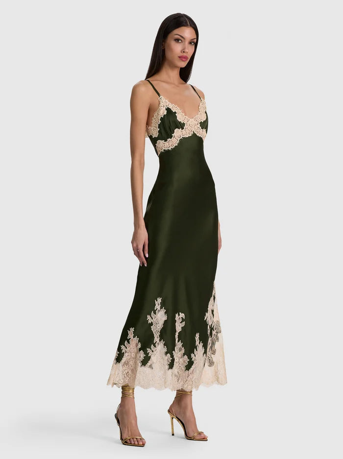 ALICE + OLIVIA LACE TRIM SLIP DRESS - BEYMEN