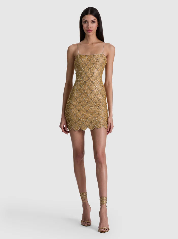 ALICE + OLIVIA SCALLOP MINI DRESS - BEYMEN