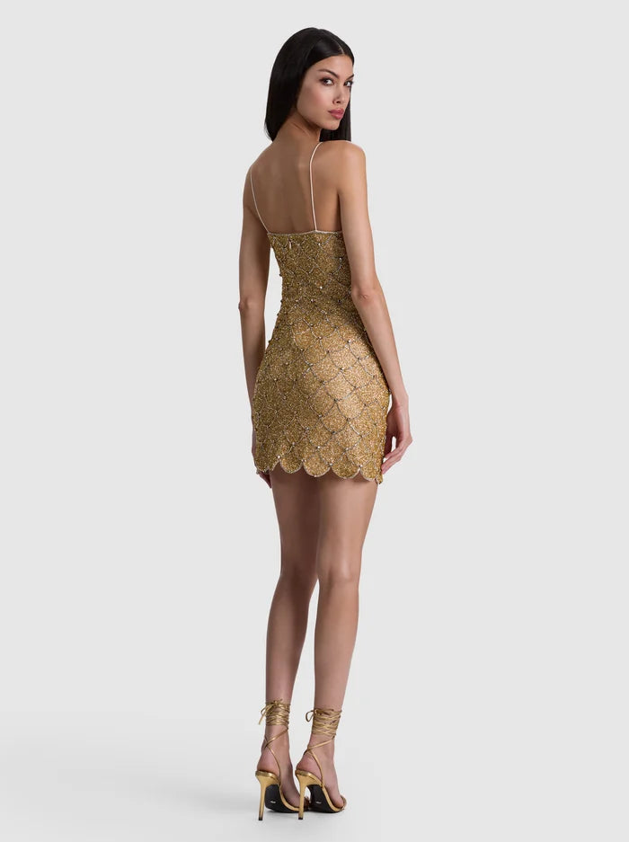 ALICE + OLIVIA SCALLOP MINI DRESS - BEYMEN