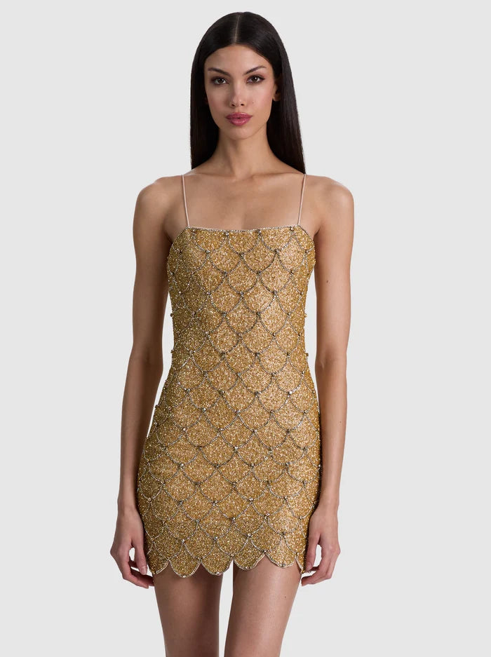 ALICE + OLIVIA SCALLOP MINI DRESS - BEYMEN
