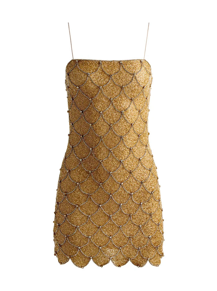ALICE + OLIVIA SCALLOP MINI DRESS - BEYMEN