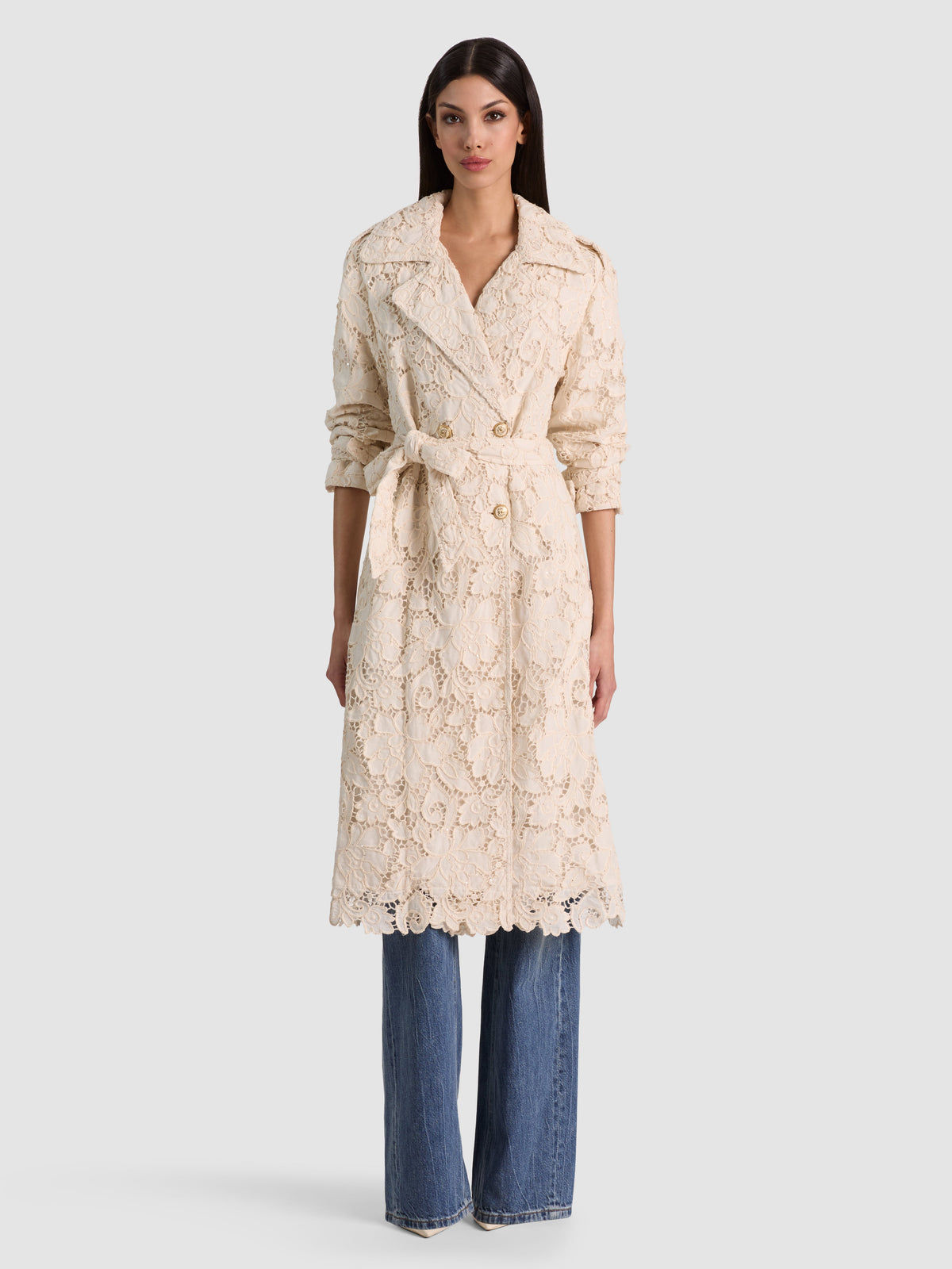 ALICE + OLIVIA KEITH EYELET MIDI TRENCH - BEYMEN