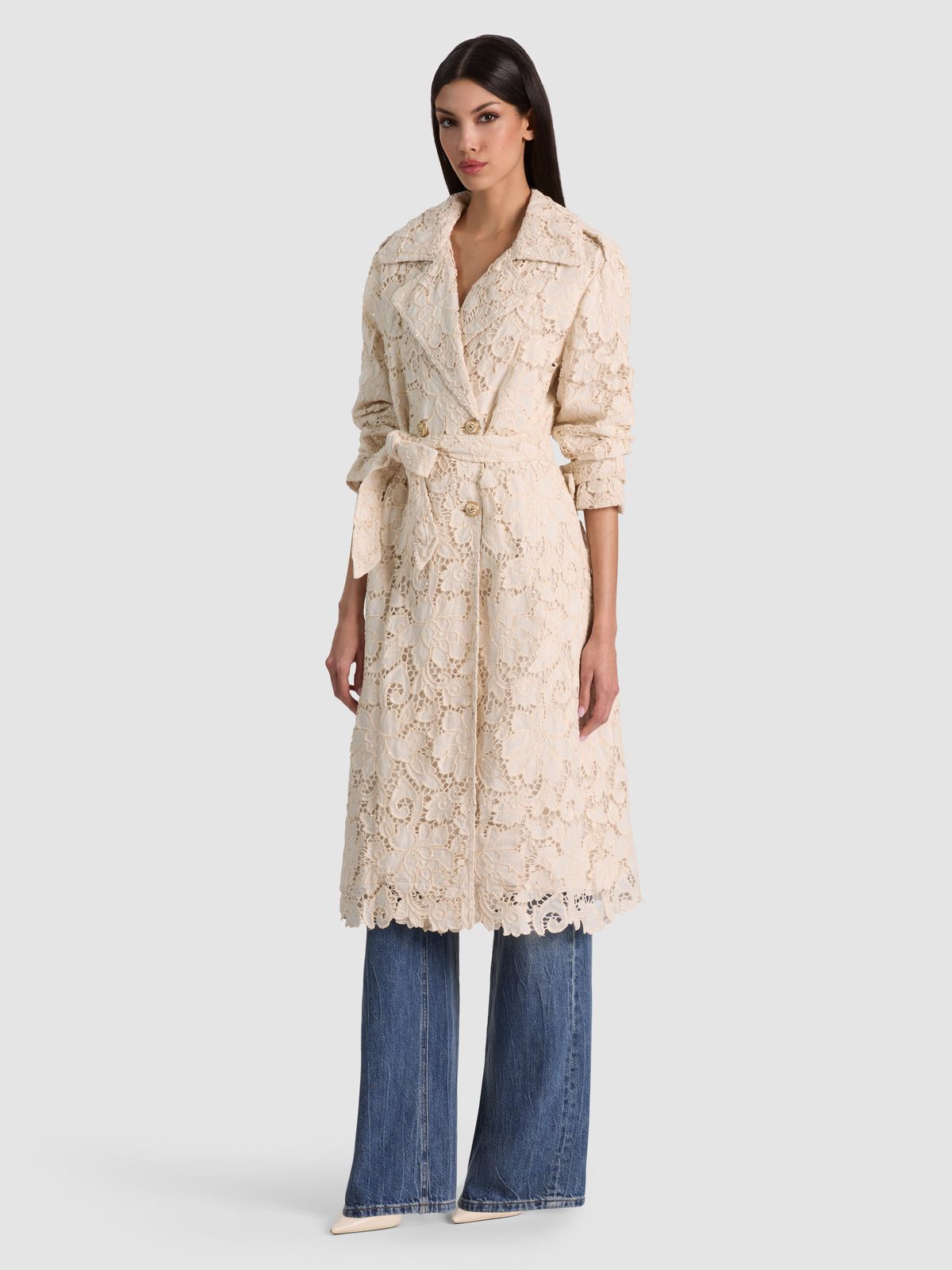 ALICE + OLIVIA KEITH EYELET MIDI TRENCH - BEYMEN