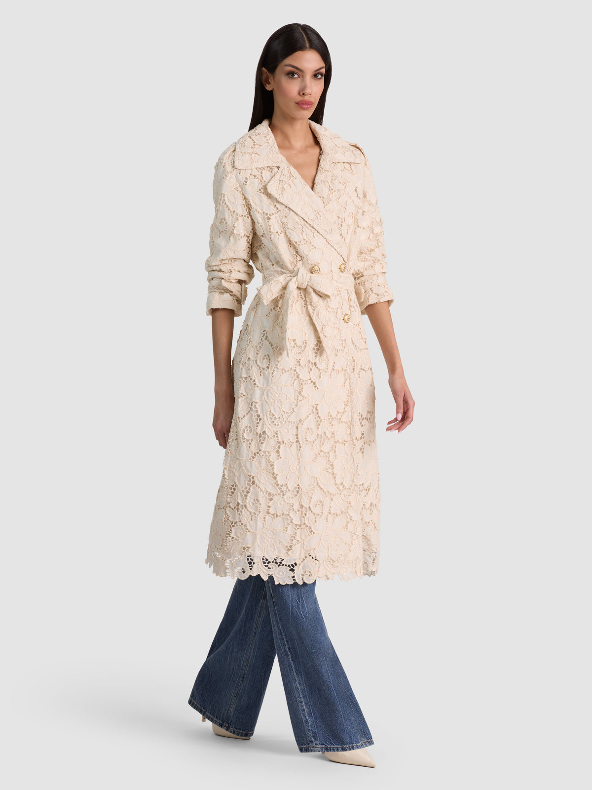 ALICE + OLIVIA KEITH EYELET MIDI TRENCH - BEYMEN