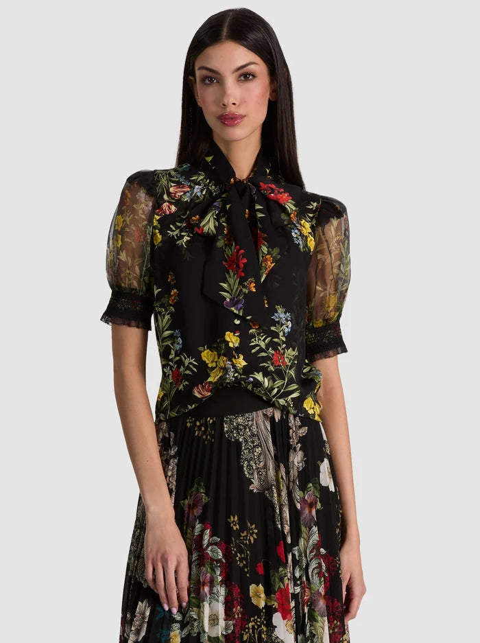 ALICE + OLIVIA TIE NK PUFF SLV BLOUSE - BEYMEN
