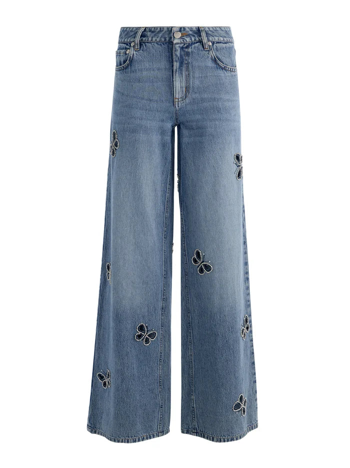 ALICE + OLIVIA EMBELL CUTOUT JEAN - BEYMEN
