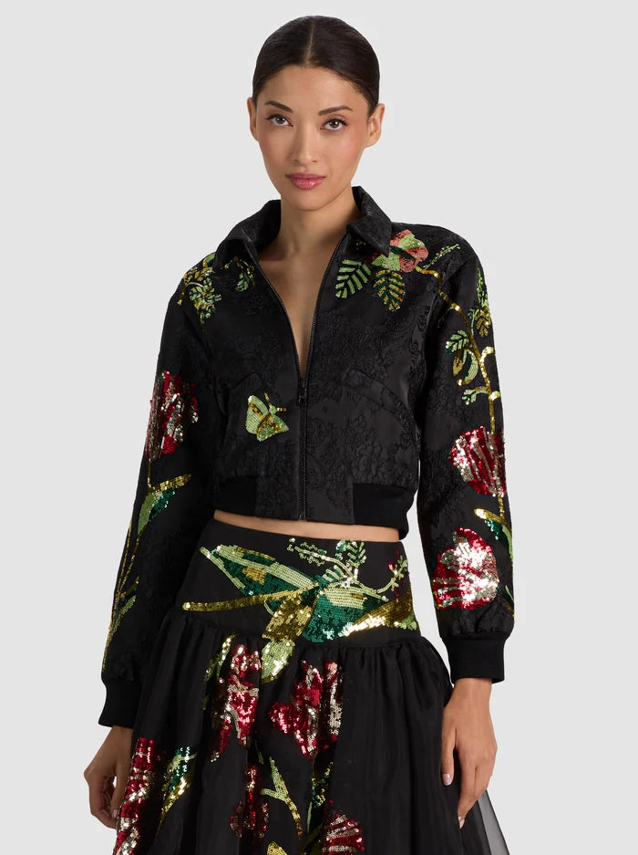 ALICE + OLIVIA SHRUNKEN VARSITY JACKET - BEYMEN