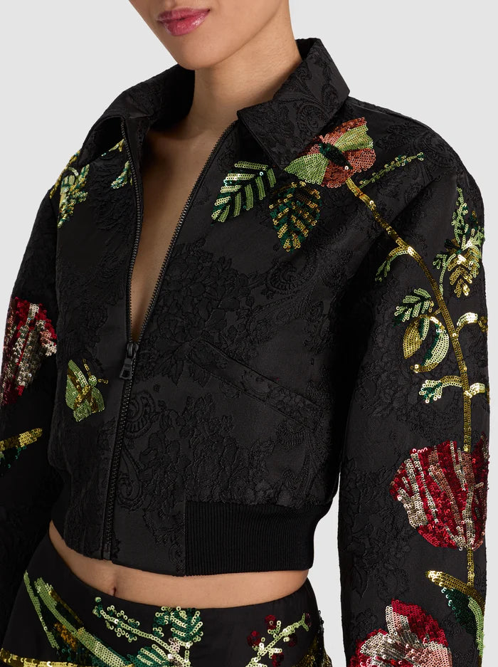 ALICE + OLIVIA SHRUNKEN VARSITY JACKET - BEYMEN