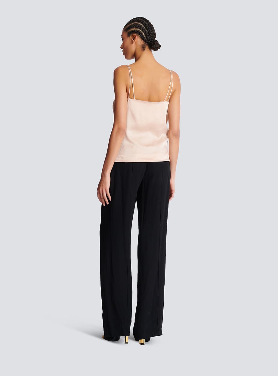 BALMAIN BUSTIER SATIN DRAPED TOP - BEYMEN