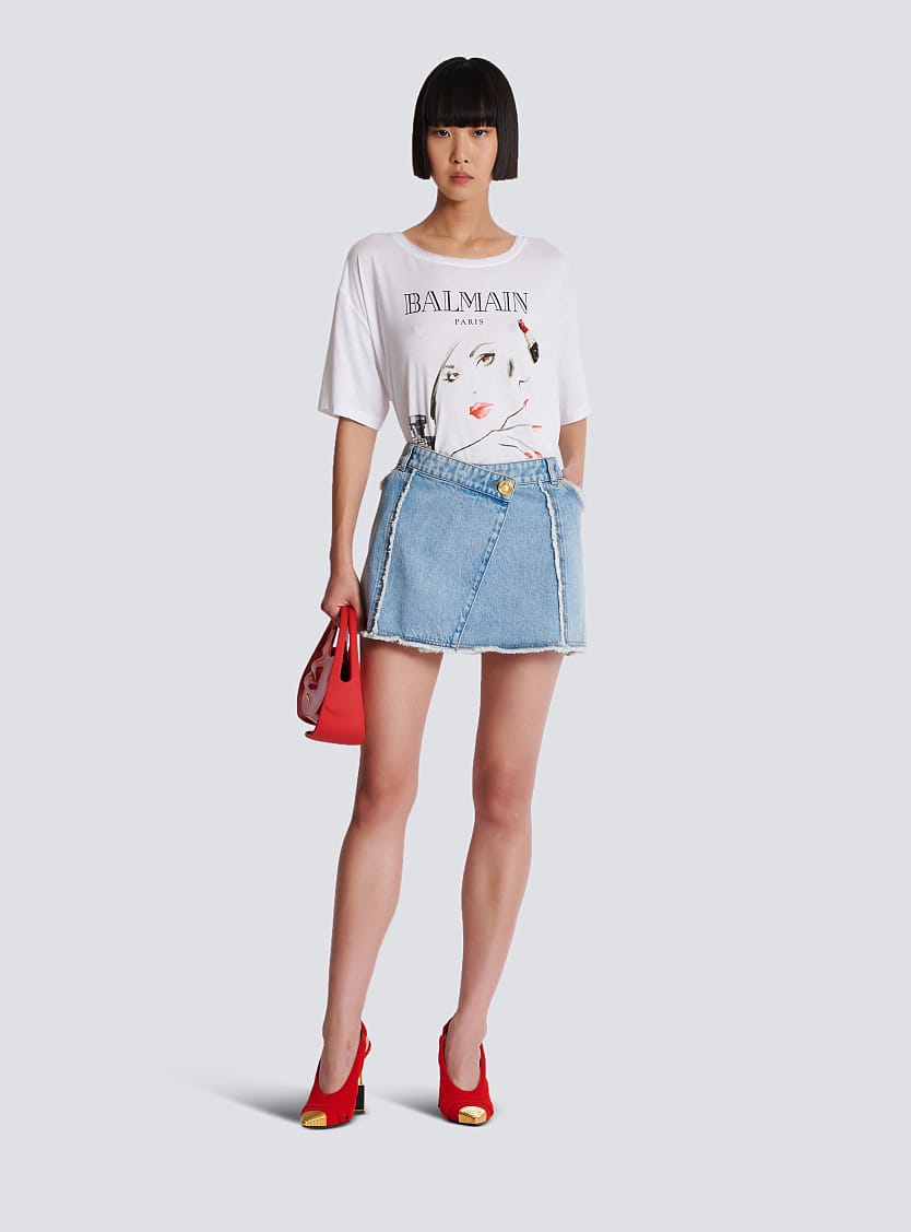 BALMAIN EDGE DENIM SKIRT