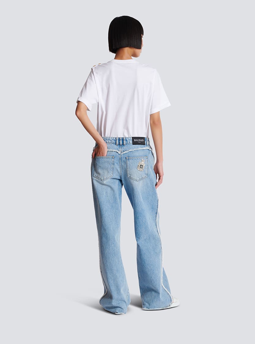 BALMAIN RAW EDGE STRAIGHT JEANS