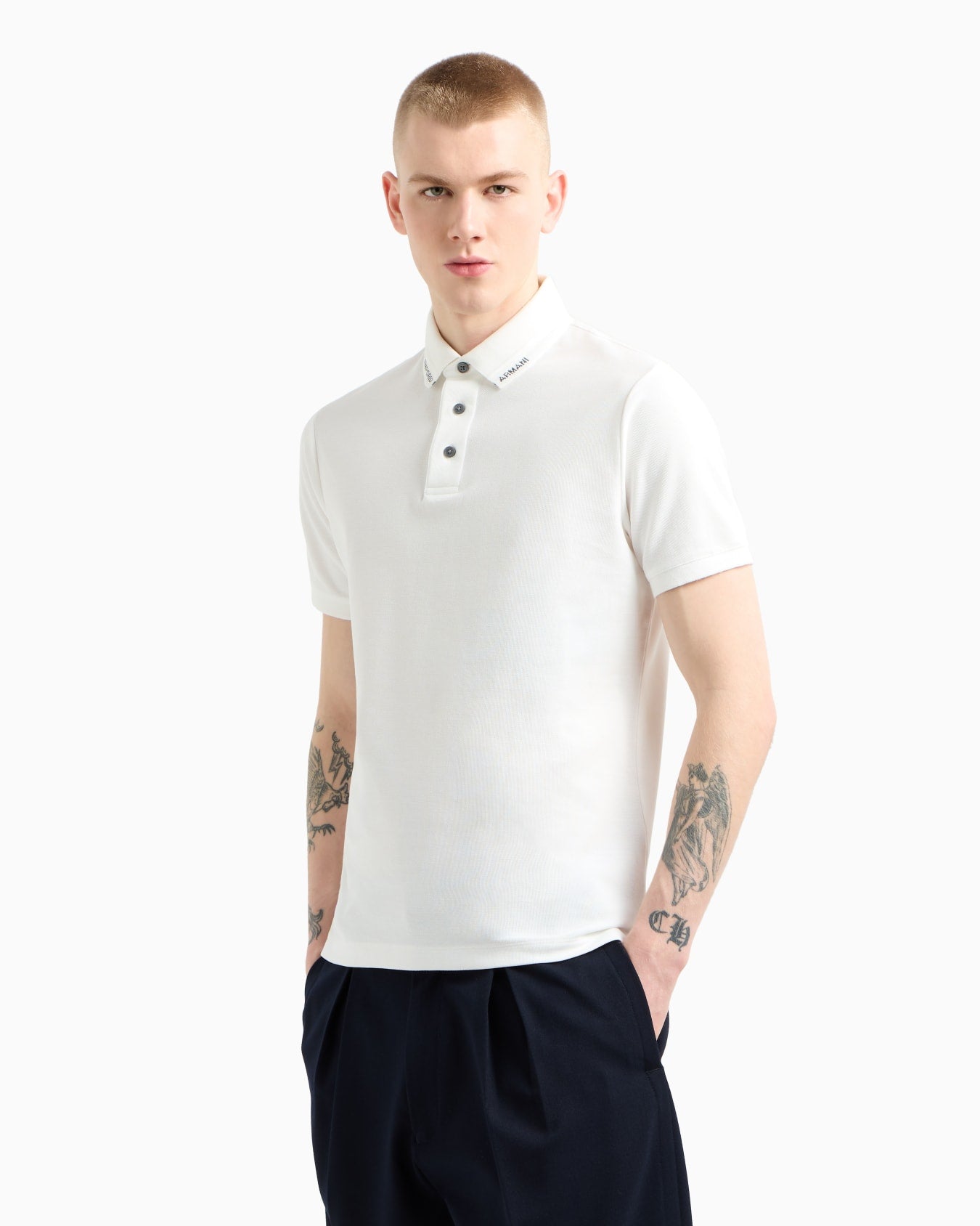 EMPORIO ARMANI POLO SHIRT WITH LOGO COLLAR - BEYMEN