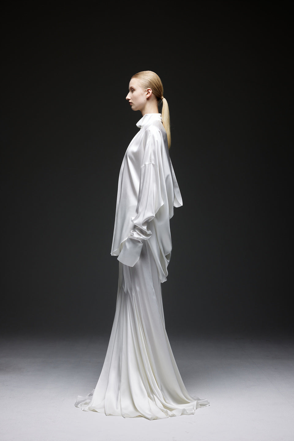 GAZE DE LIN BACK DRAPE SATIN BLOUSE - BEYMEN