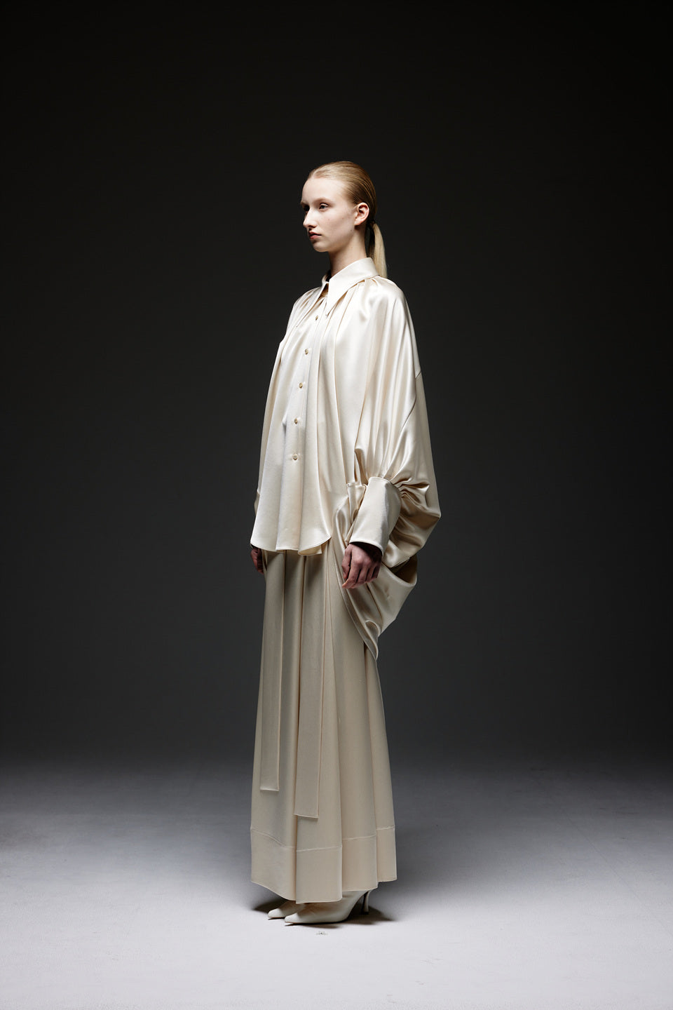 GAZE DE LIN HIGH-WAISTED WIDE SATIN PANTS - BEYMEN