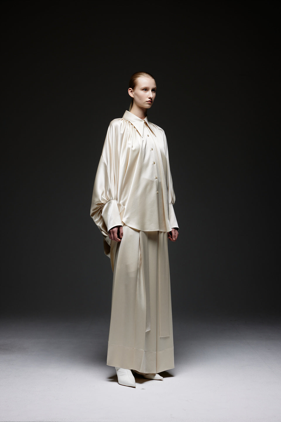 GAZE DE LIN HIGH-WAISTED WIDE SATIN PANTS - BEYMEN