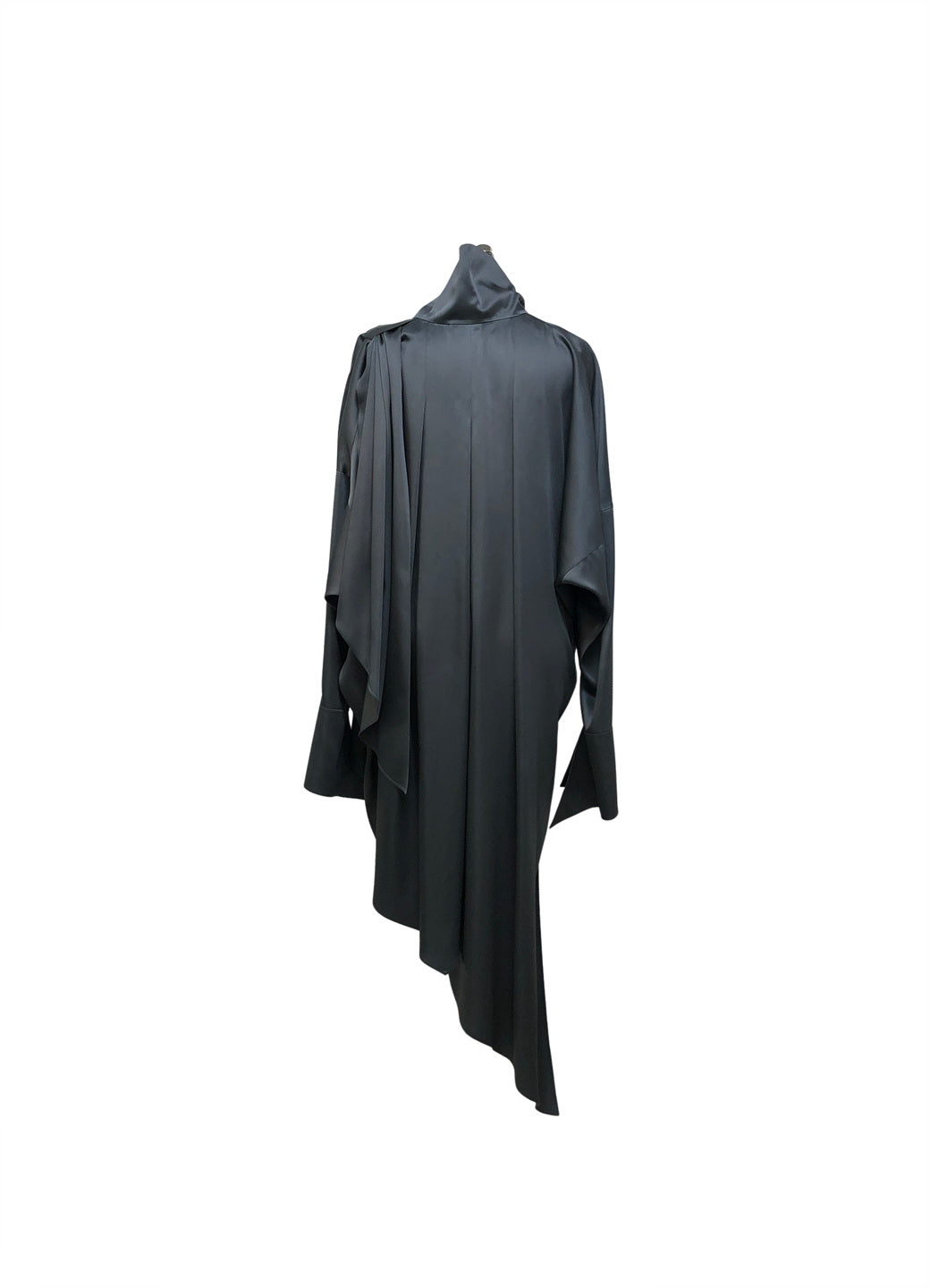 GAZE DE LIN DRAPED SHAWL SATIN SHIRT DRESS - BEYMEN